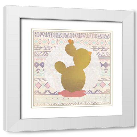 Ethnic Cactus 3 White Modern Wood Framed Art Print with Double Matting by Allen, Kimberly