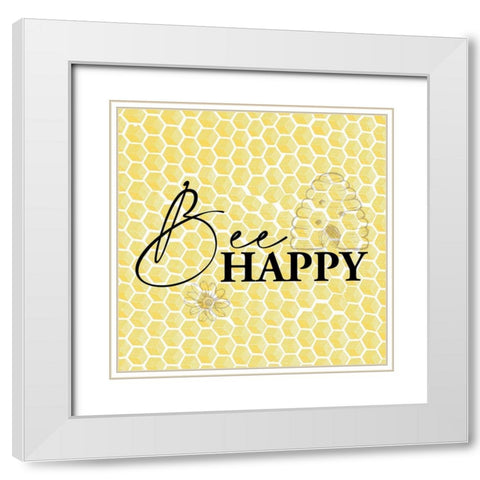 Bee 1 White Modern Wood Framed Art Print with Double Matting by Allen, Kimberly