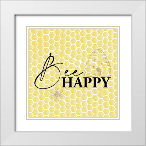 Bee 1 White Modern Wood Framed Art Print with Double Matting by Allen, Kimberly