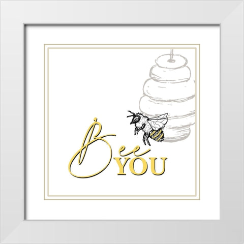 Bee 2 White Modern Wood Framed Art Print with Double Matting by Allen, Kimberly
