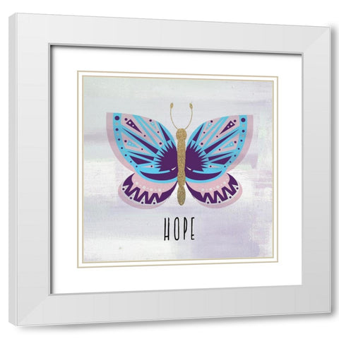 Patterned Butterfly 2 White Modern Wood Framed Art Print with Double Matting by Allen, Kimberly