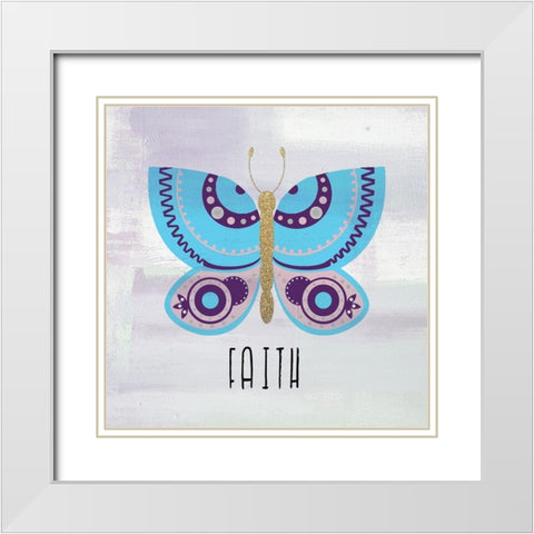 Patterned Butterfly 3 White Modern Wood Framed Art Print with Double Matting by Allen, Kimberly