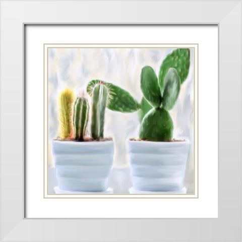 Cactus White Modern Wood Framed Art Print with Double Matting by Allen, Kimberly