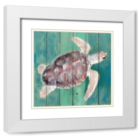 Sea Turtle White Modern Wood Framed Art Print with Double Matting by Allen, Kimberly