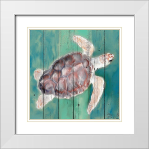 Sea Turtle White Modern Wood Framed Art Print with Double Matting by Allen, Kimberly