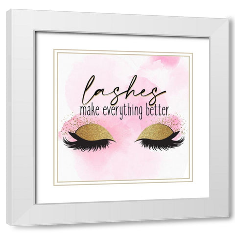 Lashes 1 White Modern Wood Framed Art Print with Double Matting by Allen, Kimberly