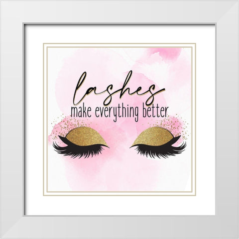 Lashes 1 White Modern Wood Framed Art Print with Double Matting by Allen, Kimberly