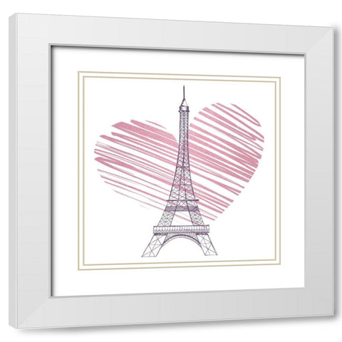 In Paris 3 White Modern Wood Framed Art Print with Double Matting by Allen, Kimberly