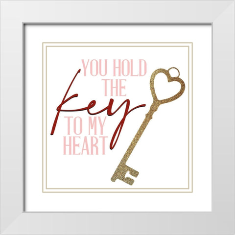 Key to my Heart White Modern Wood Framed Art Print with Double Matting by Allen, Kimberly