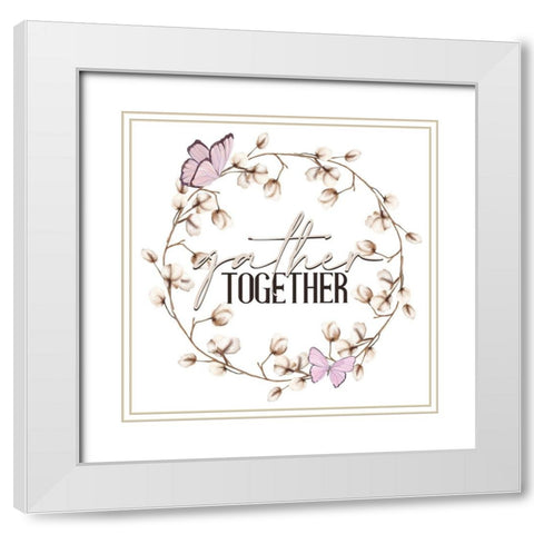 Gather Together Wreath White Modern Wood Framed Art Print with Double Matting by Allen, Kimberly