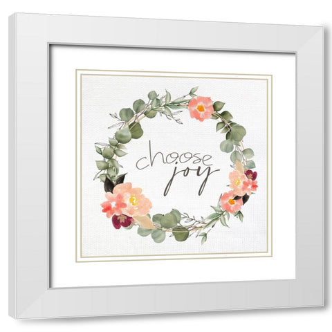 Choose Joy Wreath White Modern Wood Framed Art Print with Double Matting by Allen, Kimberly
