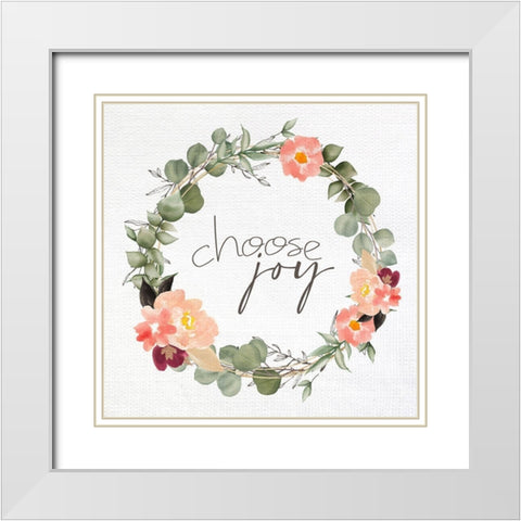 Choose Joy Wreath White Modern Wood Framed Art Print with Double Matting by Allen, Kimberly