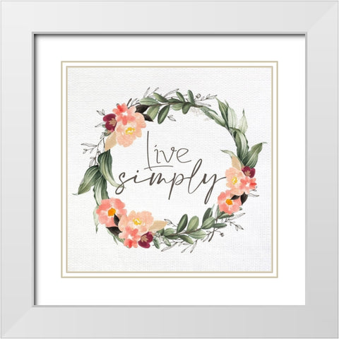 Live Simple Wreath White Modern Wood Framed Art Print with Double Matting by Allen, Kimberly