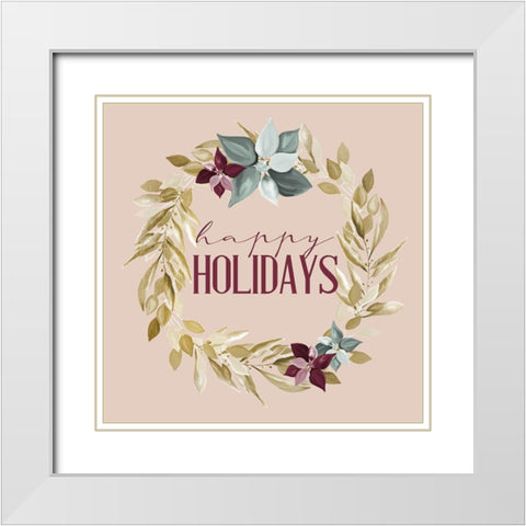 Happy Holidays White Modern Wood Framed Art Print with Double Matting by Allen, Kimberly