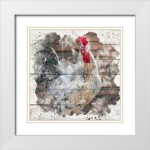 Rooster 2 White Modern Wood Framed Art Print with Double Matting by Allen, Kimberly