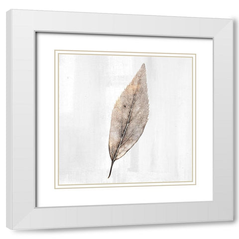 Golden Leaf 2 White Modern Wood Framed Art Print with Double Matting by Allen, Kimberly