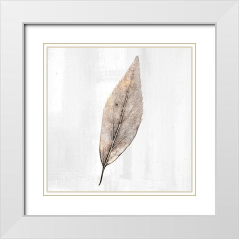 Golden Leaf 2 White Modern Wood Framed Art Print with Double Matting by Allen, Kimberly