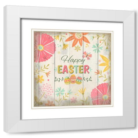 Happy Easter White Modern Wood Framed Art Print with Double Matting by Allen, Kimberly