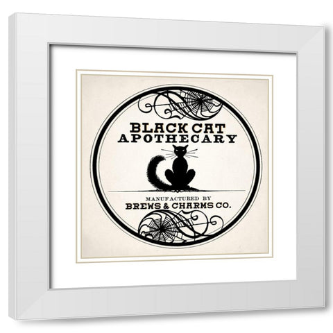 Black Cat v2 White Modern Wood Framed Art Print with Double Matting by Allen, Kimberly