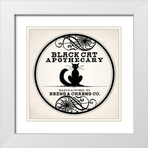 Black Cat v2 White Modern Wood Framed Art Print with Double Matting by Allen, Kimberly