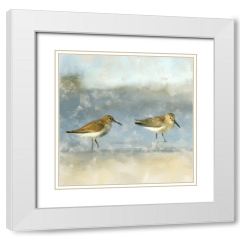 Sandpipers White Modern Wood Framed Art Print with Double Matting by Allen, Kimberly