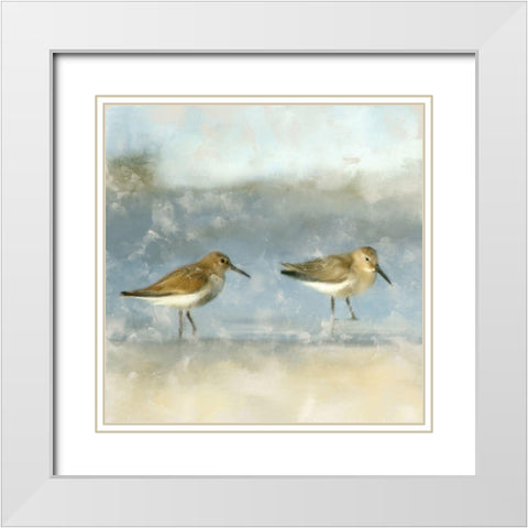Sandpipers White Modern Wood Framed Art Print with Double Matting by Allen, Kimberly