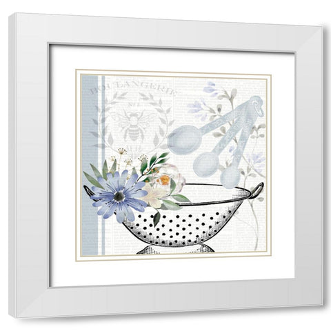 Kitchen Floral 1 White Modern Wood Framed Art Print with Double Matting by Allen, Kimberly