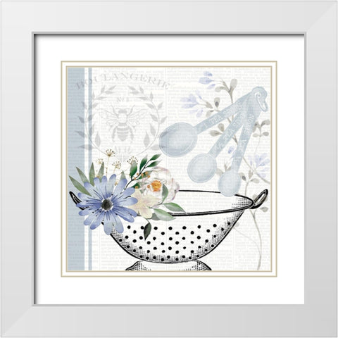 Kitchen Floral 1 White Modern Wood Framed Art Print with Double Matting by Allen, Kimberly