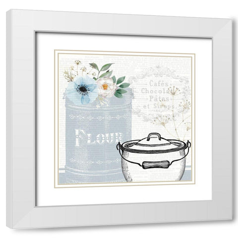 Kitchen Floral 2 White Modern Wood Framed Art Print with Double Matting by Allen, Kimberly