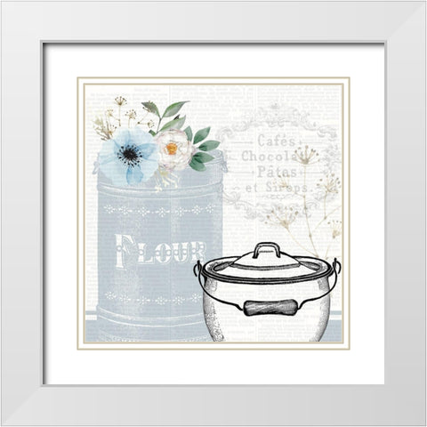 Kitchen Floral 2 White Modern Wood Framed Art Print with Double Matting by Allen, Kimberly