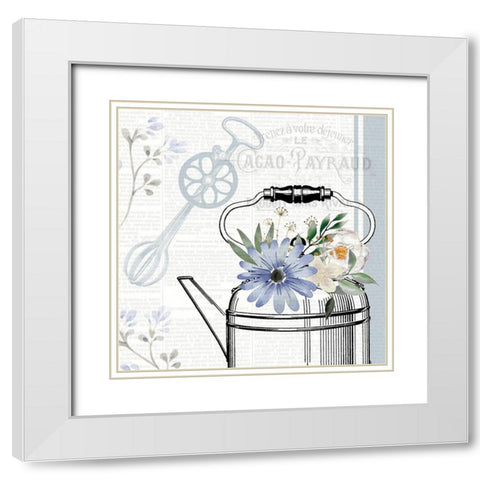 Kitchen Floral 3 White Modern Wood Framed Art Print with Double Matting by Allen, Kimberly