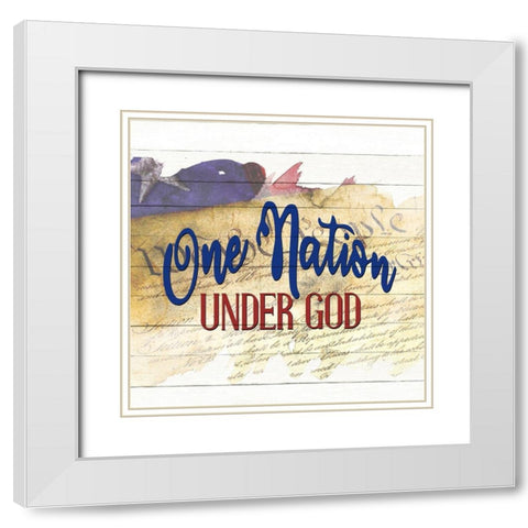 One Nation White Modern Wood Framed Art Print with Double Matting by Allen, Kimberly