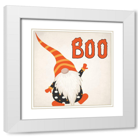 Halloween Gnomes 1 v2 White Modern Wood Framed Art Print with Double Matting by Allen, Kimberly