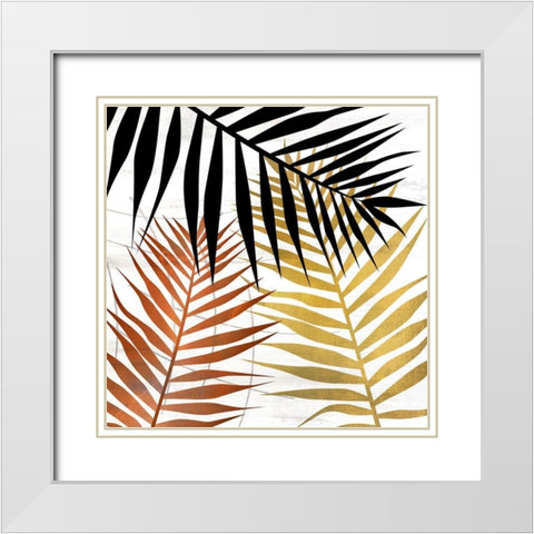 Mettalic Palms 1 White Modern Wood Framed Art Print with Double Matting by Allen, Kimberly
