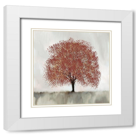 Burnt Orange Tree White Modern Wood Framed Art Print with Double Matting by Allen, Kimberly