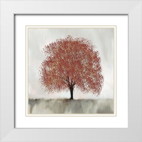Burnt Orange Tree White Modern Wood Framed Art Print with Double Matting by Allen, Kimberly