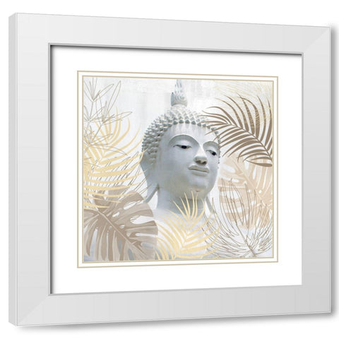 Buddha Palm White Modern Wood Framed Art Print with Double Matting by Allen, Kimberly