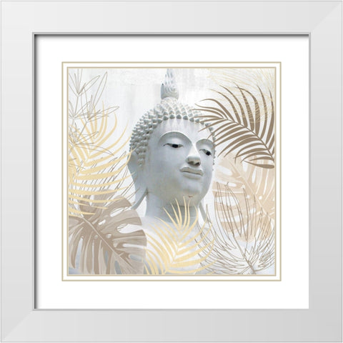 Buddha Palm White Modern Wood Framed Art Print with Double Matting by Allen, Kimberly