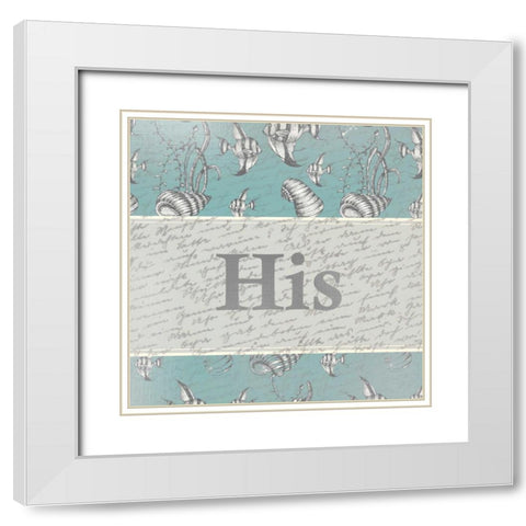 Floral His White Modern Wood Framed Art Print with Double Matting by Allen, Kimberly