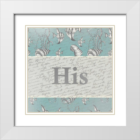 Floral His White Modern Wood Framed Art Print with Double Matting by Allen, Kimberly