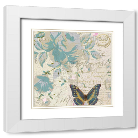 Carte Postal Floral 2 White Modern Wood Framed Art Print with Double Matting by Allen, Kimberly
