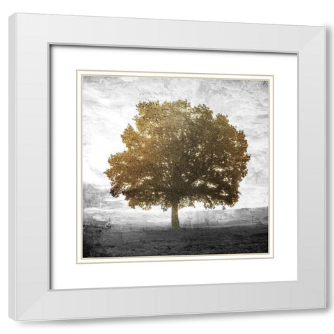 Golden Tree White Modern Wood Framed Art Print with Double Matting by Allen, Kimberly