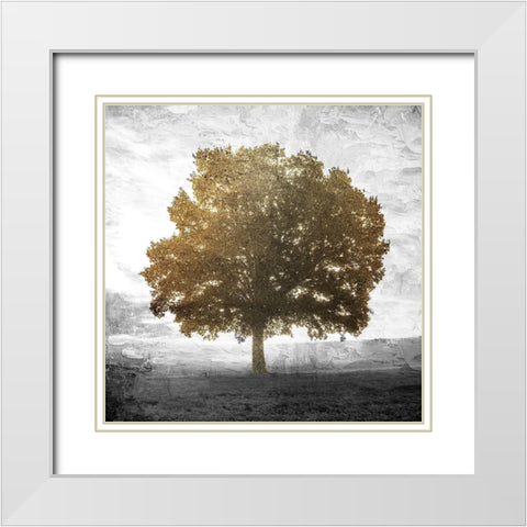 Golden Tree White Modern Wood Framed Art Print with Double Matting by Allen, Kimberly