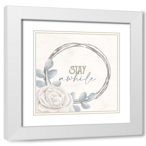 Simply Blessed Floral 5 White Modern Wood Framed Art Print with Double Matting by Allen, Kimberly
