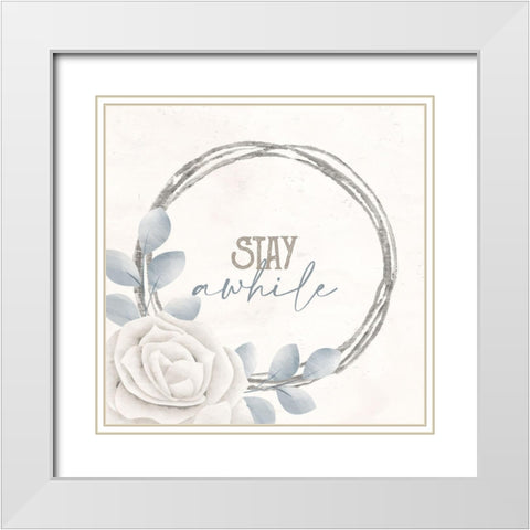 Simply Blessed Floral 5 White Modern Wood Framed Art Print with Double Matting by Allen, Kimberly