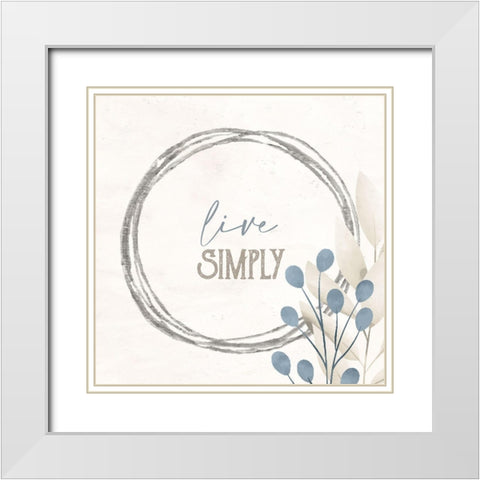 Simply Blessed Floral 6 White Modern Wood Framed Art Print with Double Matting by Allen, Kimberly