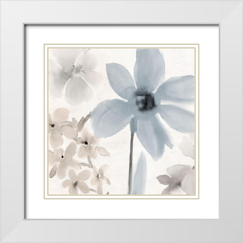 Spring Blue 1 White Modern Wood Framed Art Print with Double Matting by Allen, Kimberly
