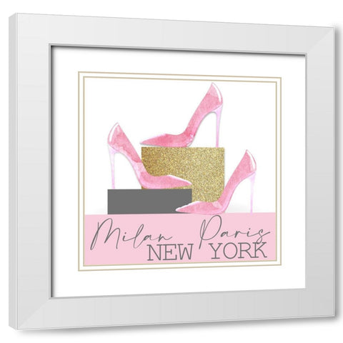Fashionista 8 White Modern Wood Framed Art Print with Double Matting by Allen, Kimberly