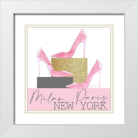 Fashionista 8 White Modern Wood Framed Art Print with Double Matting by Allen, Kimberly
