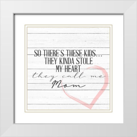 Call Me Mom White Modern Wood Framed Art Print with Double Matting by Allen, Kimberly